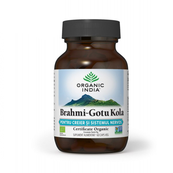 Brahmi-gotu kola (pt creier si sistemul nervos, deficit de atentie) (fara gluten) BIO Organic India – 60 cps